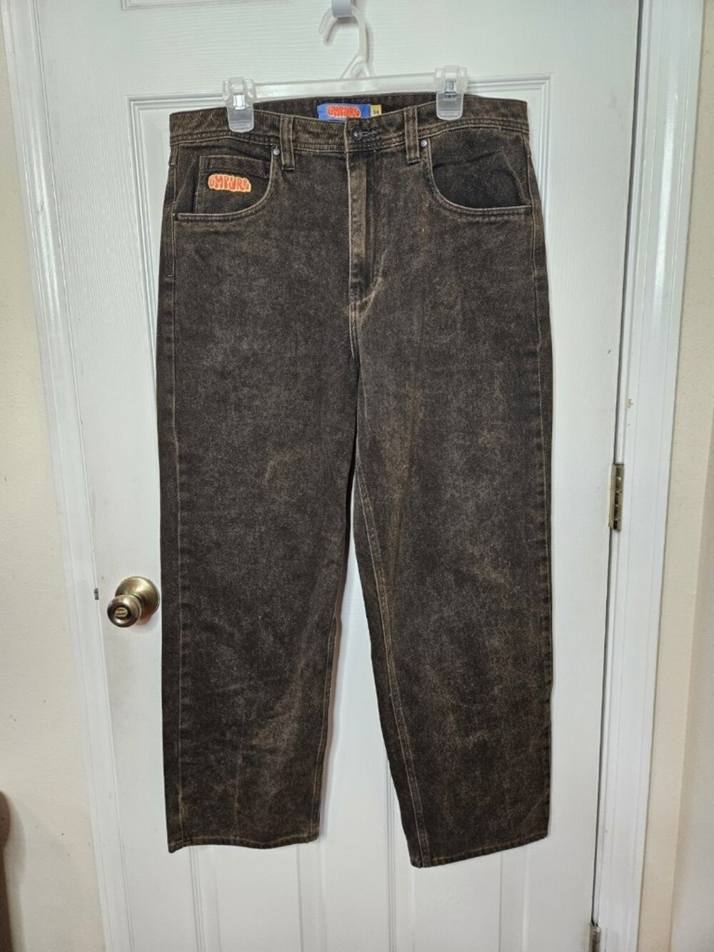 Empyre Relaxed Fit Skate Jeans Mens 34x29 Washed Black Denim Straight Leg 90s